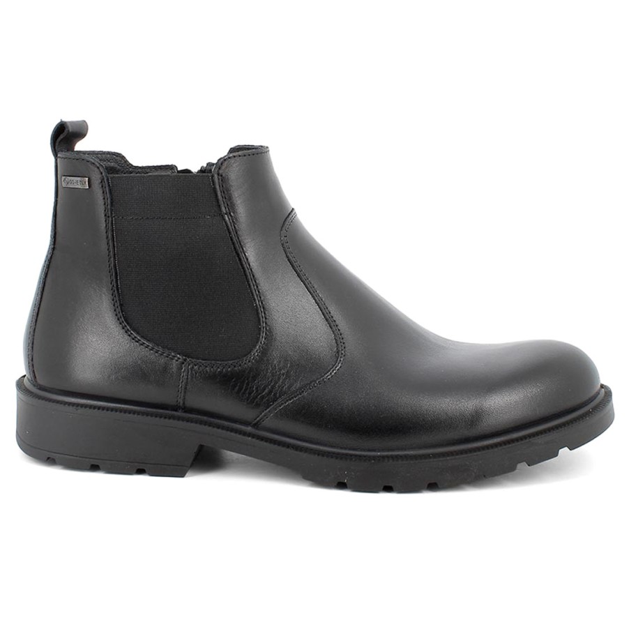 Manner SANGIORGIO Stiefeletten | Igi&Co Beatles Herren-Stiefeletten Aus Schwarzem Leder Mit Gore-Tex