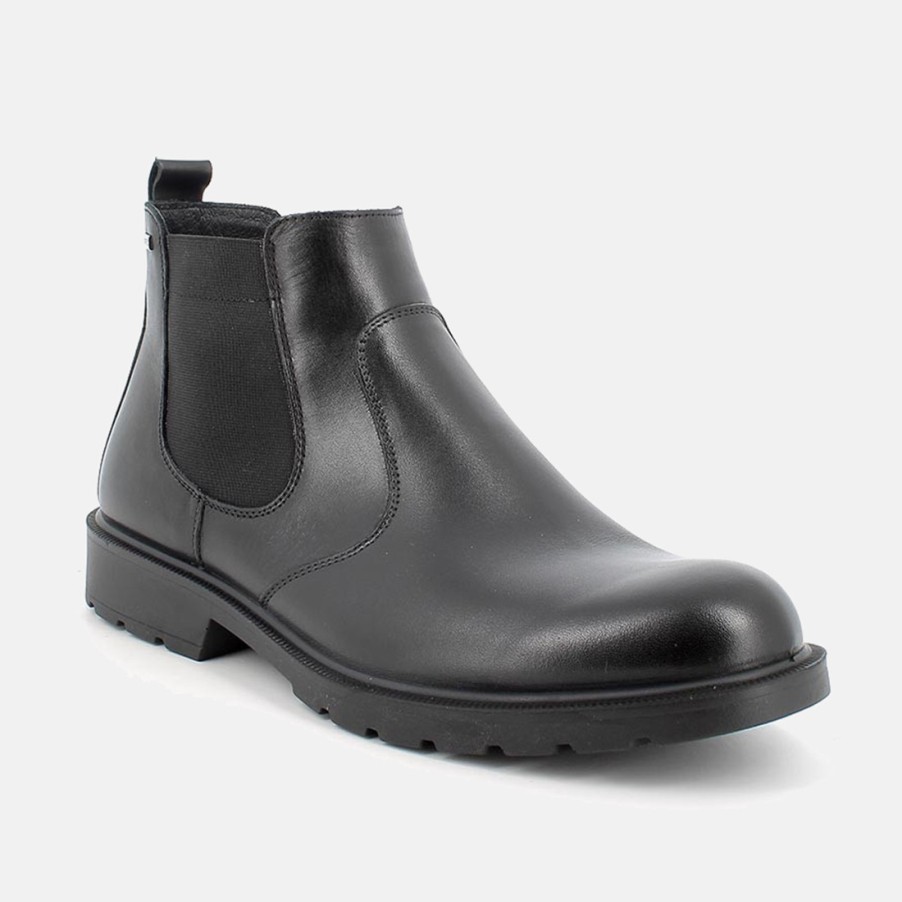 Manner SANGIORGIO Stiefeletten | Igi&Co Beatles Herren-Stiefeletten Aus Schwarzem Leder Mit Gore-Tex