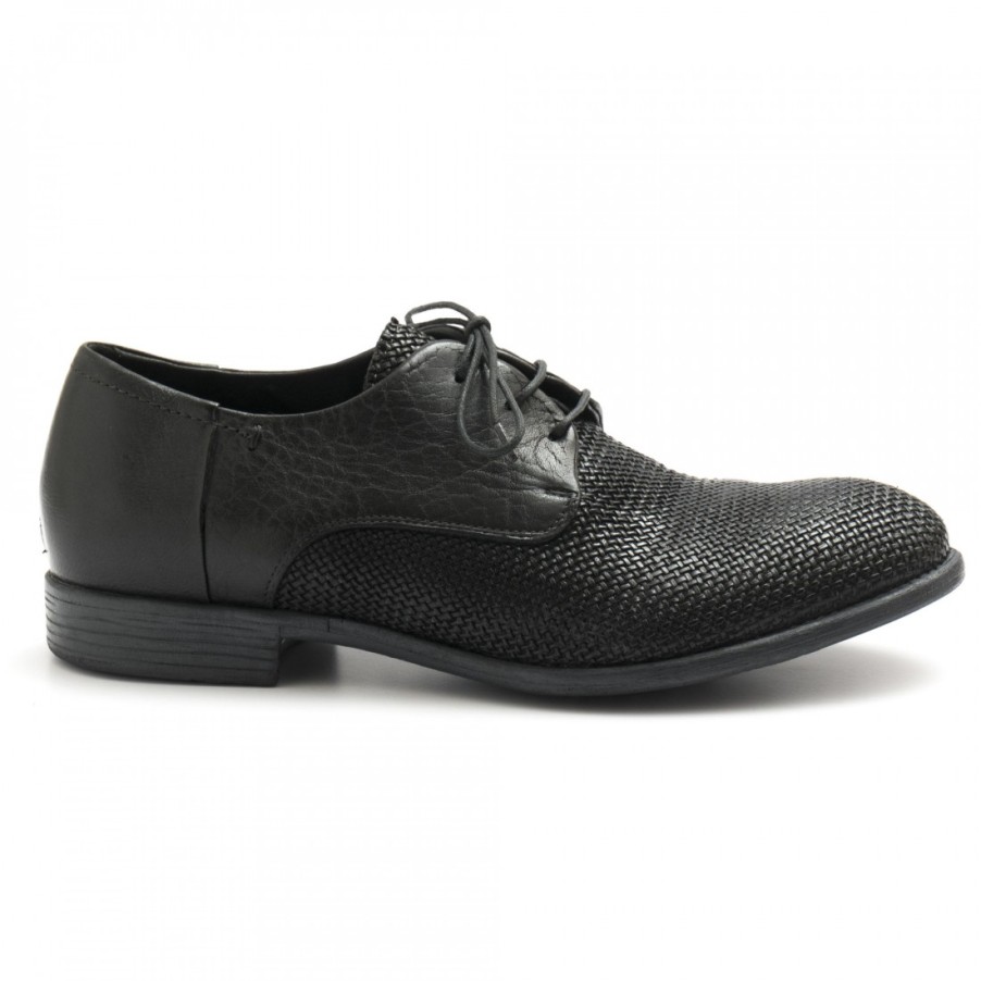 Manner SANGIORGIO Schnuren | Dunkelgraue Hundred 100 Derby-Schuhe Aus Gewebtem Leder