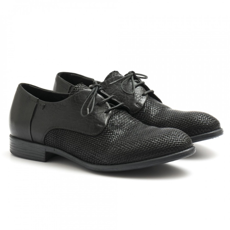 Manner SANGIORGIO Schnuren | Dunkelgraue Hundred 100 Derby-Schuhe Aus Gewebtem Leder