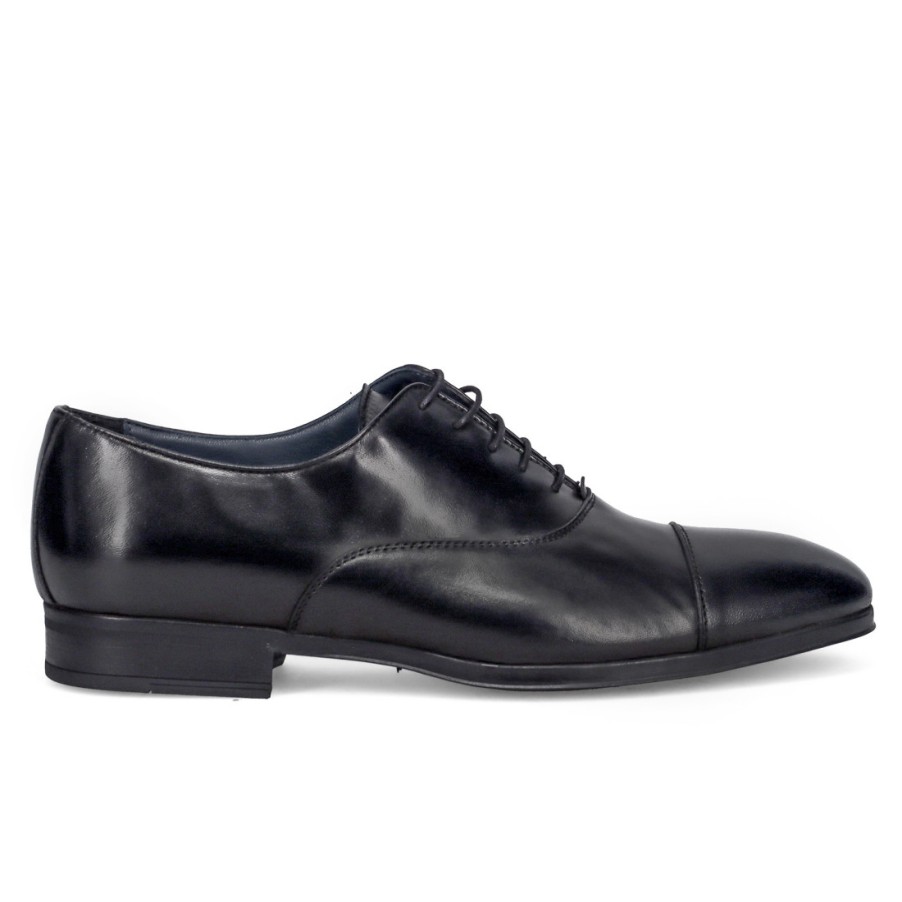 Manner SANGIORGIO Schnuren | Herren-Oxford-Schuh Calpierre 1251 In Schwarz Aus Weichem Leder