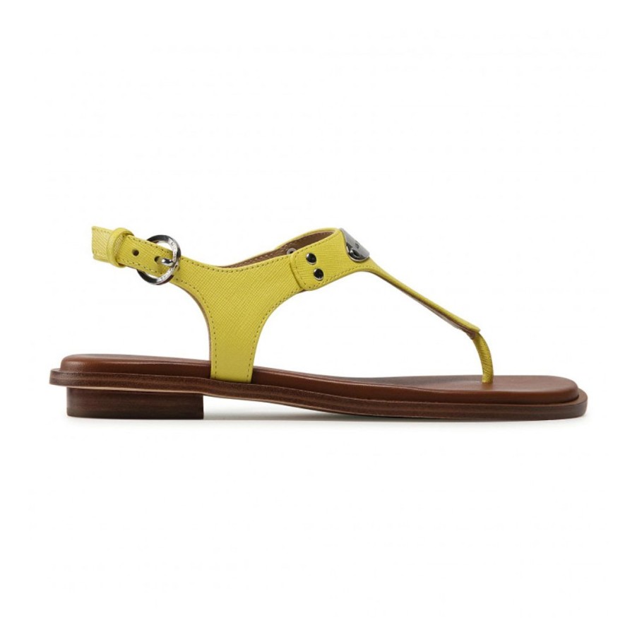 Frauen SANGIORGIO Sandalen | Flache Michael Kors Plate Thong-Sandale Aus Gelbem Leder