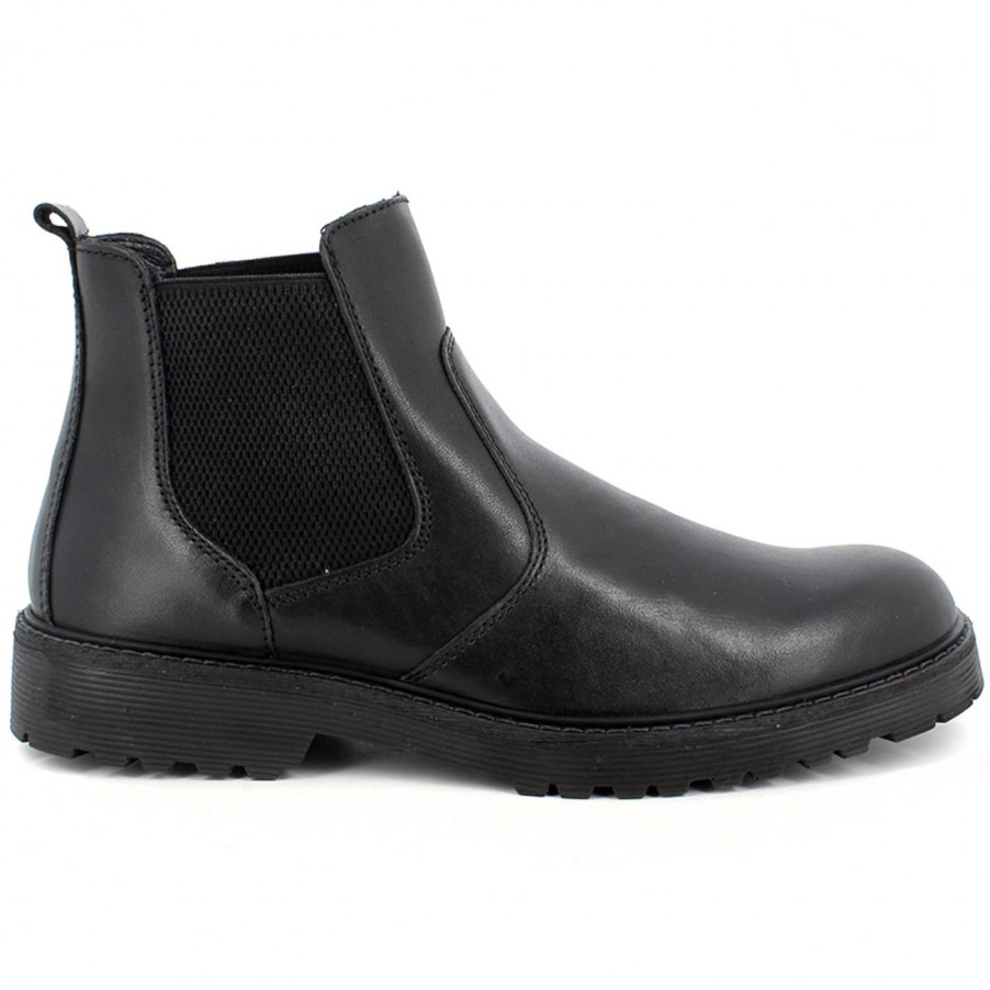 Manner SANGIORGIO Stiefeletten | Igi&Co Chelsea-Stiefel Aus Schwarzem Leder