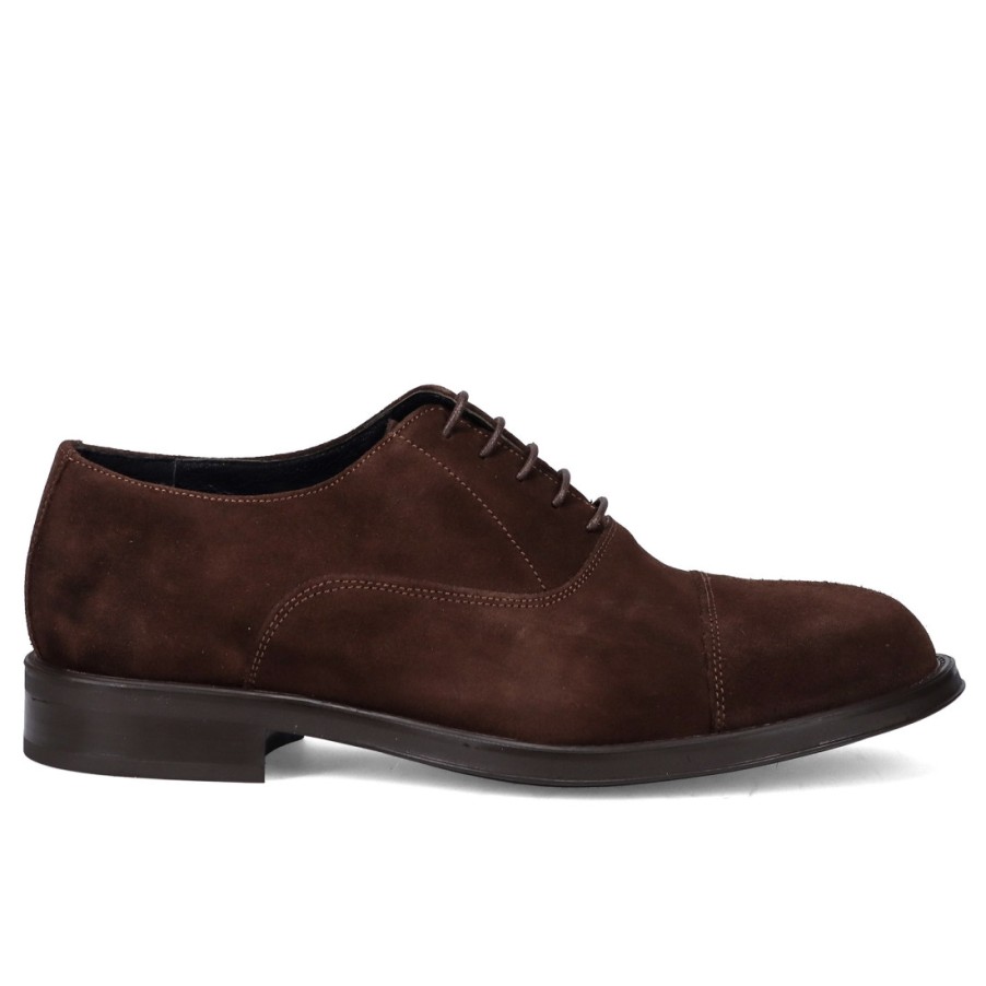 Manner SANGIORGIO Schnuren | Sangiorgio Derby-Schuh Aus Braunem Wildleder