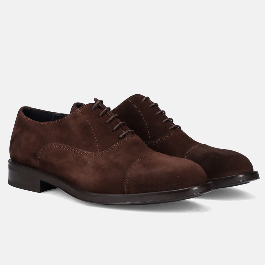 Manner SANGIORGIO Schnuren | Sangiorgio Derby-Schuh Aus Braunem Wildleder