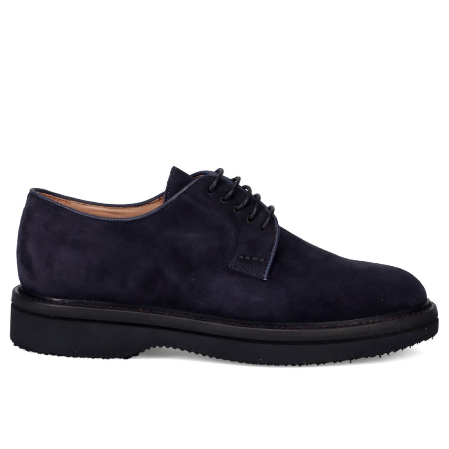 Manner SANGIORGIO Schnuren | Brecos Herren-Derby-Schuh Aus Blauem, Weichem Wildleder