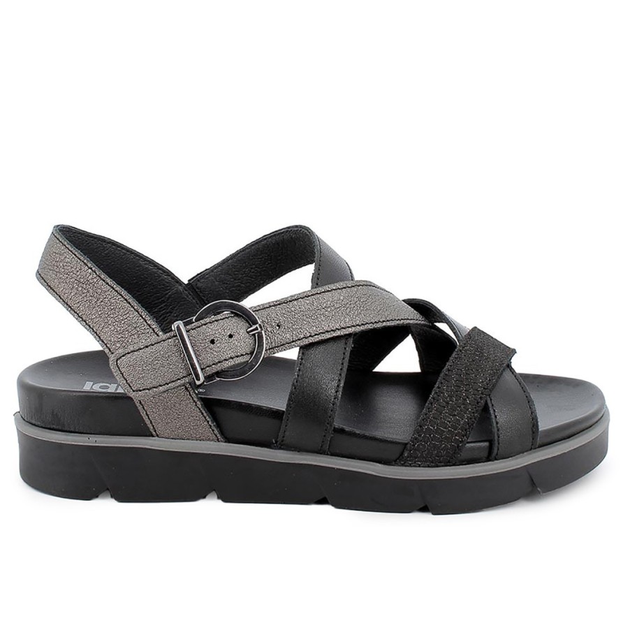 Frauen SANGIORGIO Sandalen | Ig&Co Damensandale Aus Schwarzem Leder