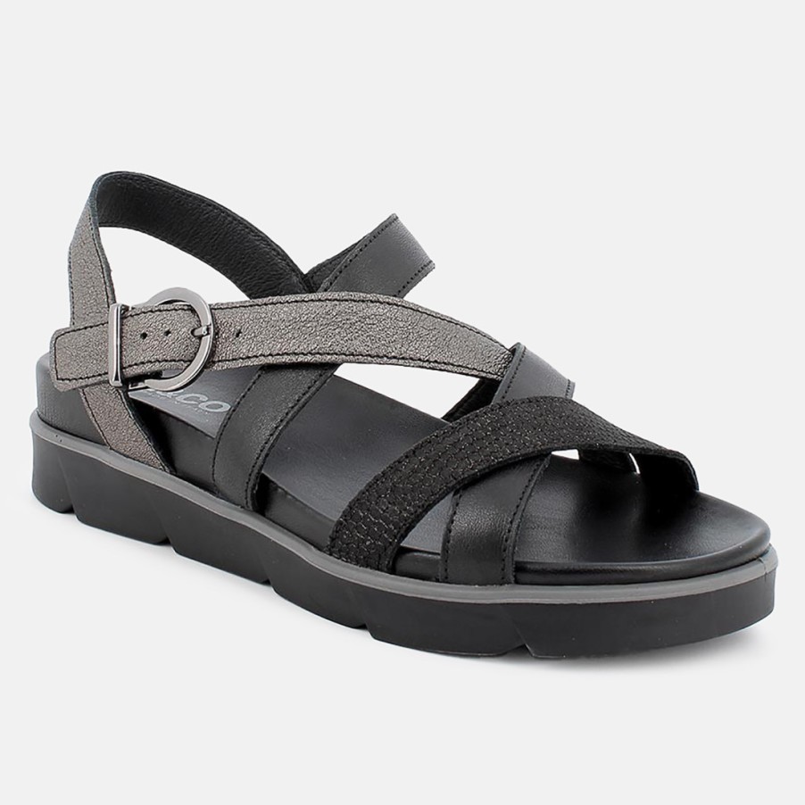 Frauen SANGIORGIO Sandalen | Ig&Co Damensandale Aus Schwarzem Leder