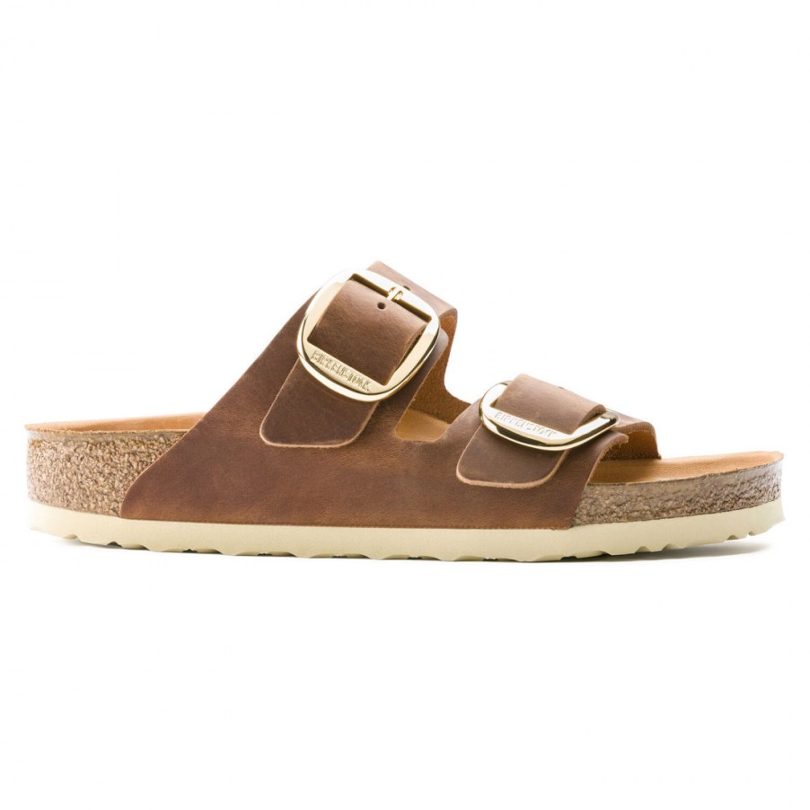 Frauen SANGIORGIO Sandalen | Birkenstock Arizona Big Buckle Aus Cognacfarbenem Geoltem Leder