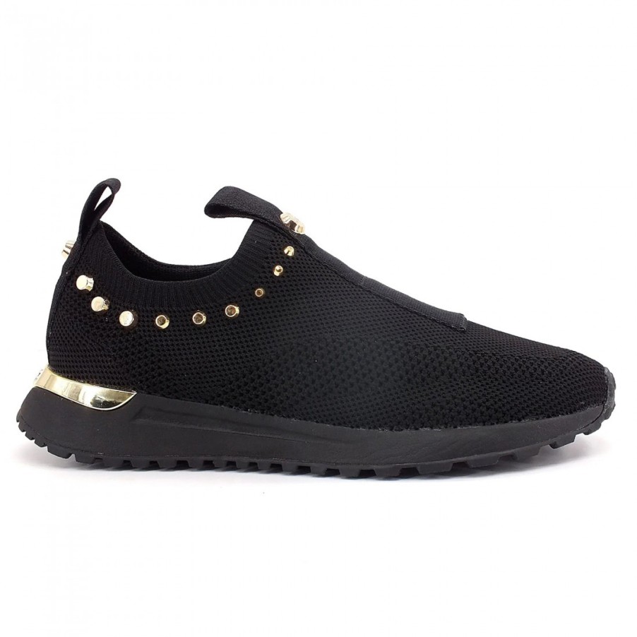 Frauen SANGIORGIO Turnschuhe | Michael Kors Bodie Schwarzer Slip-On-Sneaker Mit Goldenen Nieten