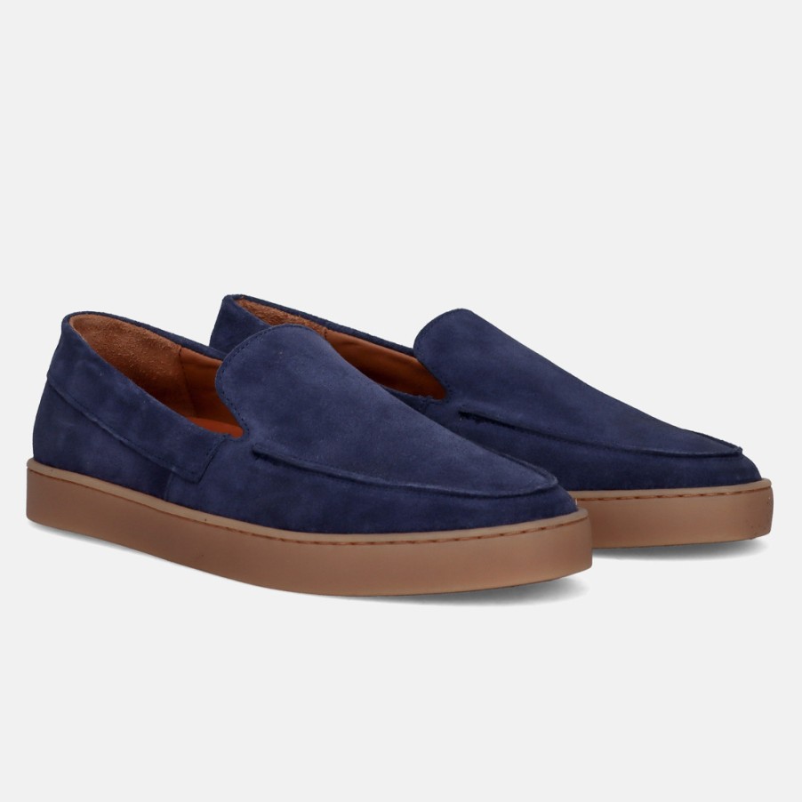 Manner SANGIORGIO Schlupfen | Bekk Herren-Slip-On-Mokassin Aus Blauem Wildleder