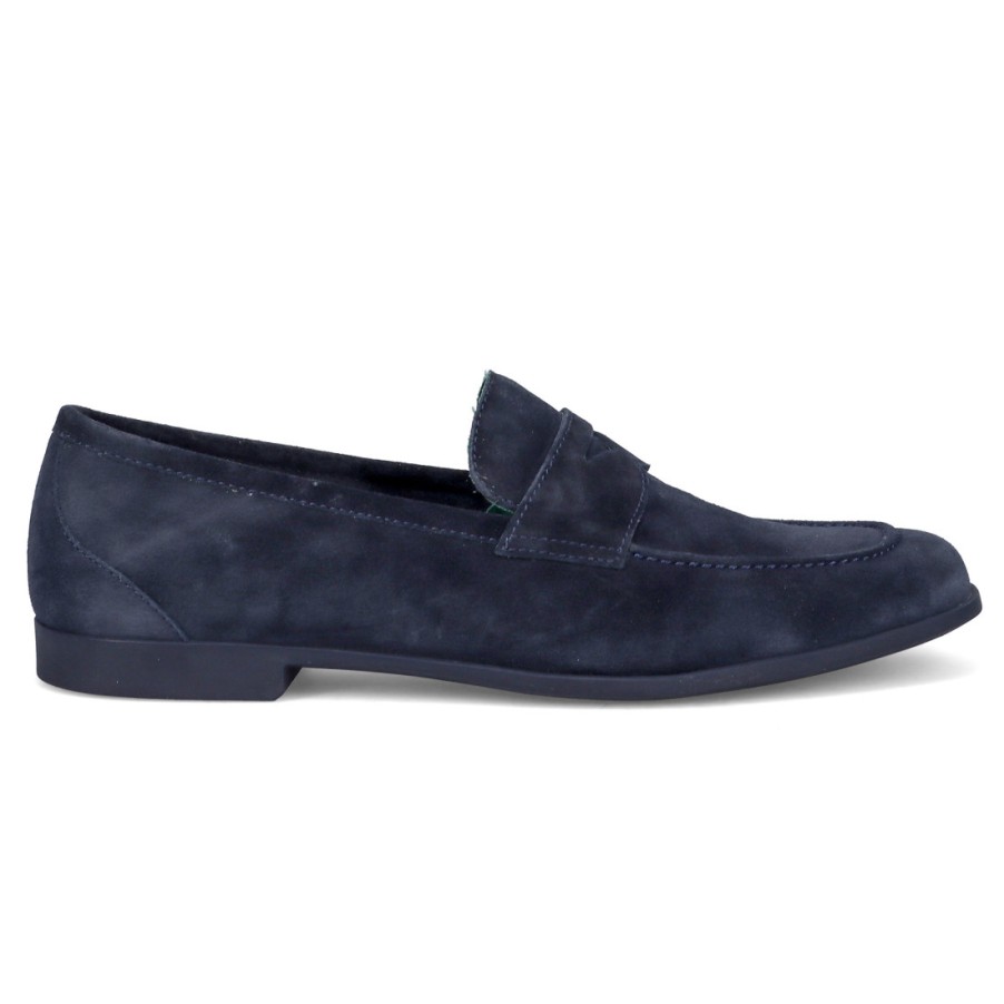 Manner SANGIORGIO Slipper | Fratelli Rossetti Yacht Portofino Blue Marine Wildleder Mokassin