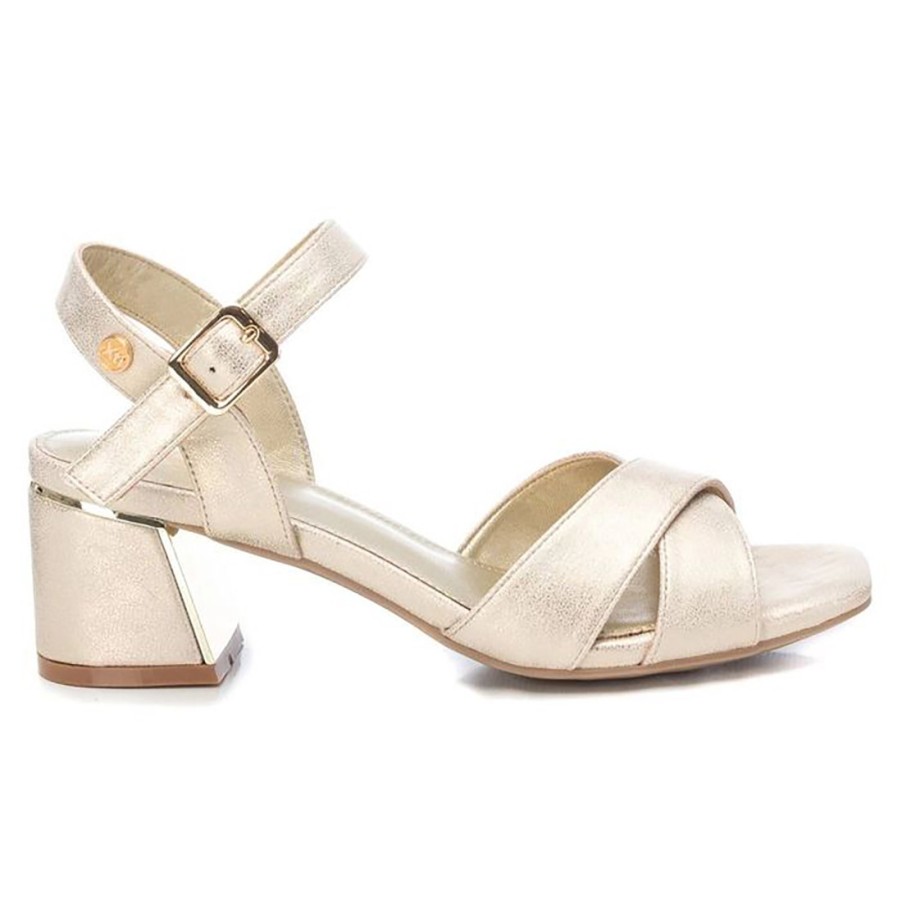 Frauen SANGIORGIO Sandalen | Xti Damen-Sandale In Gold Mit Bequemem Absatz