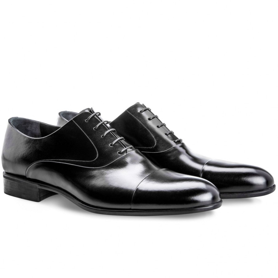 Manner SANGIORGIO Schnuren | Moreschi Dublin Oxford-Schuhe Aus Schwarzem Kalbsleder