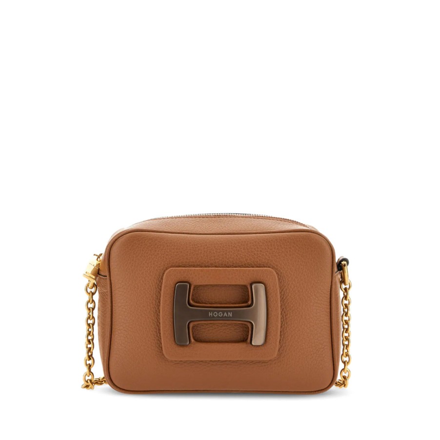 Frauen SANGIORGIO Umhangetaschen | Hogan H-Bag Tan Umhangetasche Mit Maxi H Aus Plexiglas