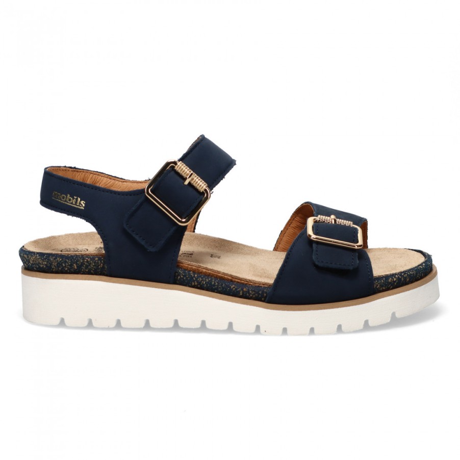 Frauen SANGIORGIO Sandalen | Mephisto Tarina Blaue Damensandale Mit Herausnehmbarem Fusbett