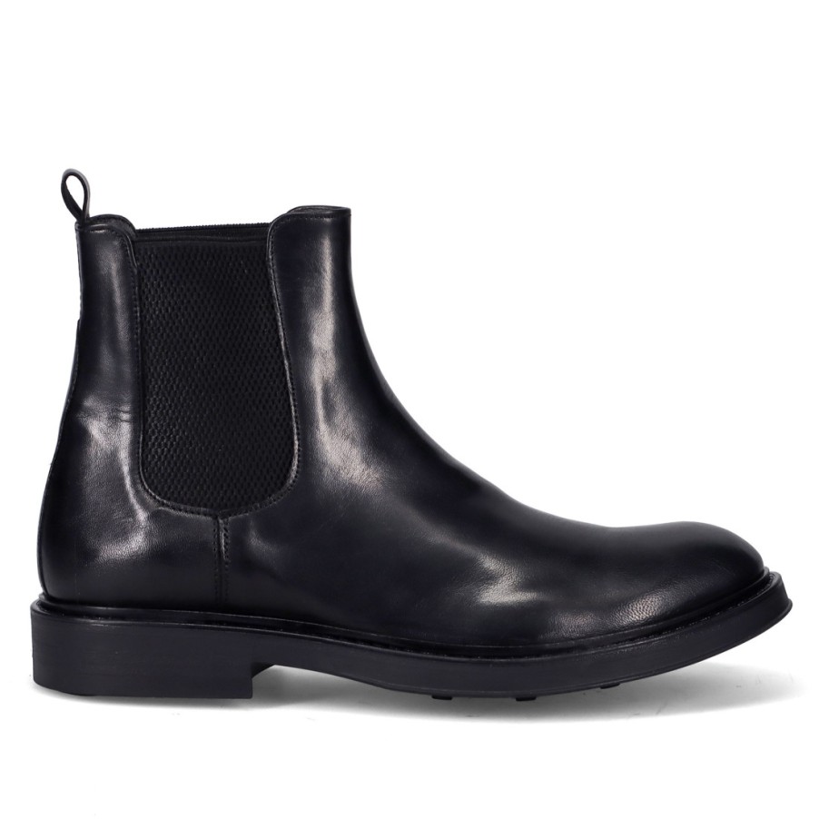 Manner SANGIORGIO Stiefeletten | Sangiorgio Herren-Stiefelette „Beatles" Aus Schwarzem Leder