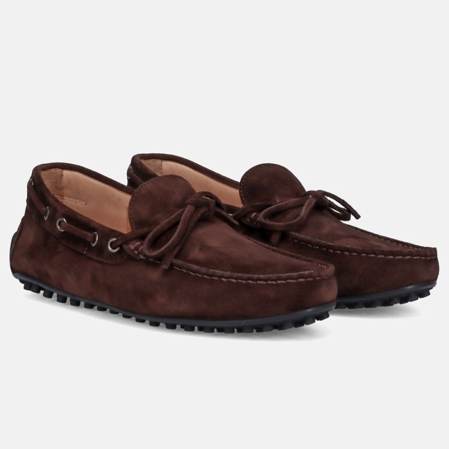 Manner SANGIORGIO Slipper | Rossano Bisconti Mokassin Aus Weichem Braunem Wildleder