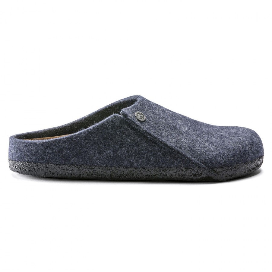 Frauen SANGIORGIO Sandalen | Birkenstock Zermatt Damenhausschuhe Aus Blauem Wollfilz