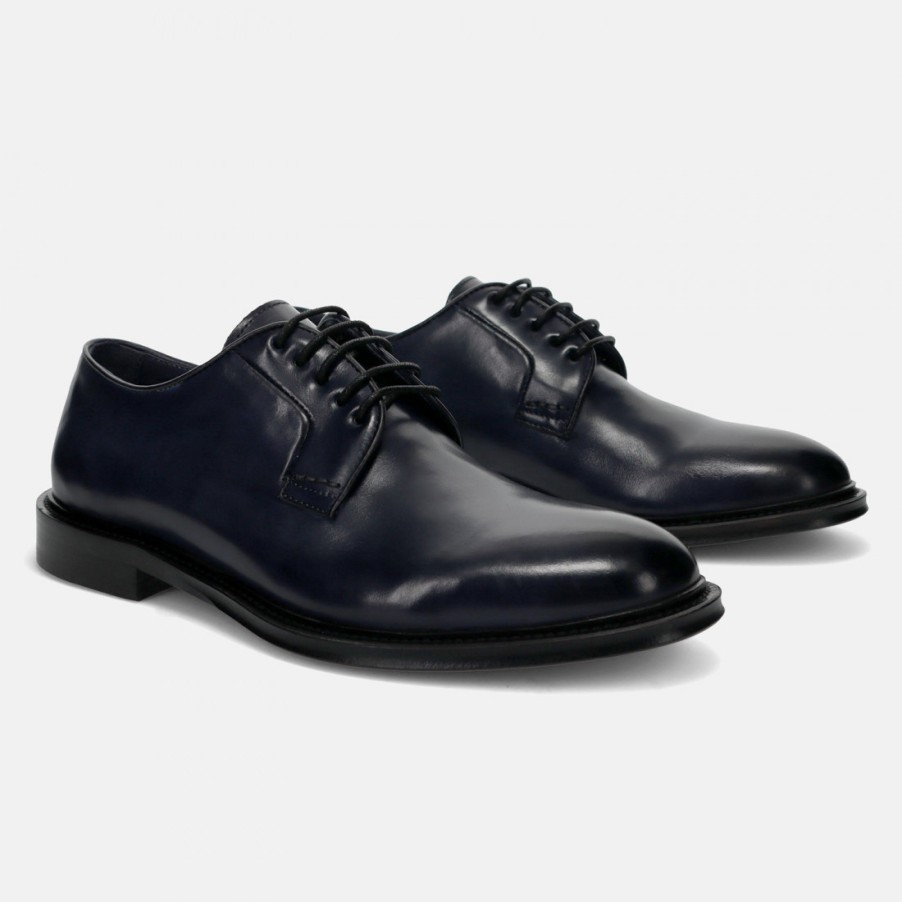 Manner SANGIORGIO Schnuren | John White Derby-Schuh Aus Blauem Leder Von Brecos