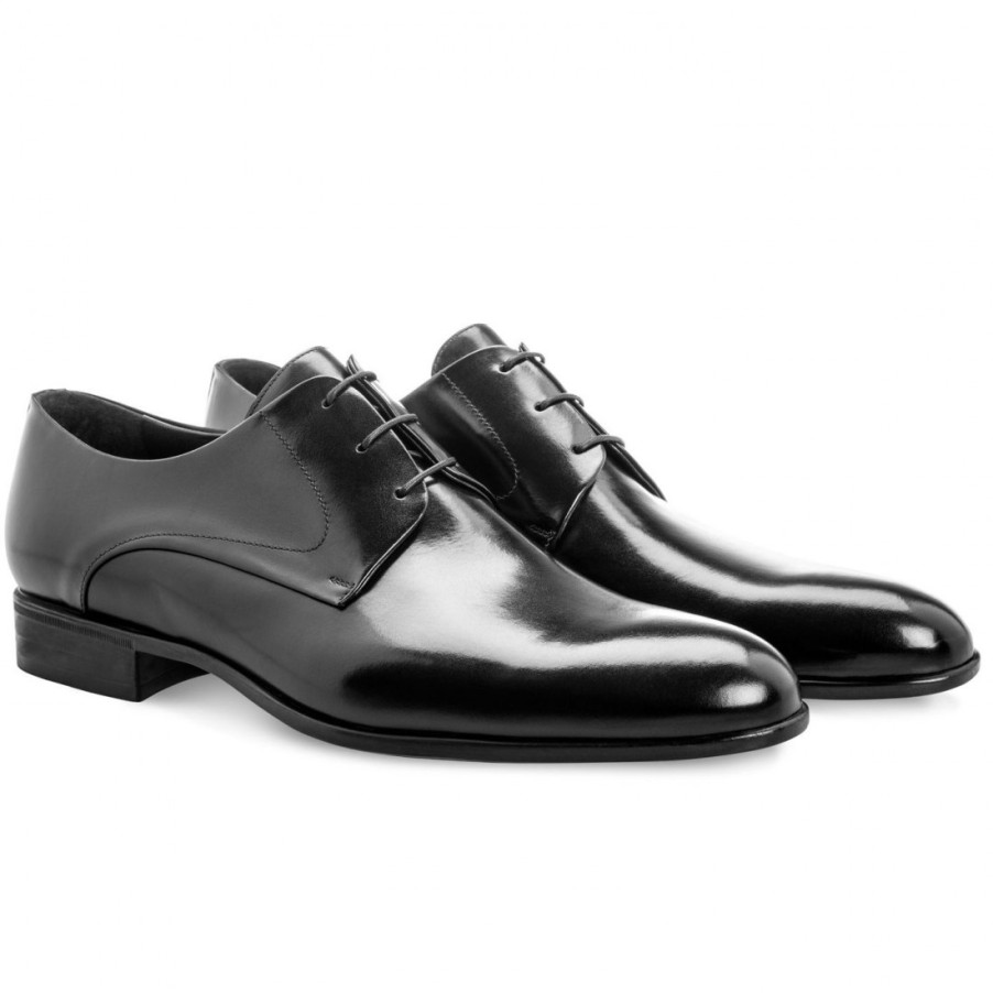 Manner SANGIORGIO Schnuren | Moreschi Liverpool Derby-Schuhe Aus Schwarzem Kalbsleder