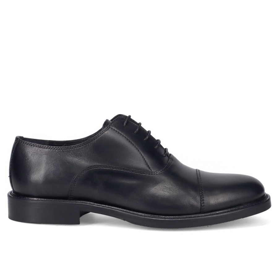 Manner SANGIORGIO Schnuren | Sangiorgio Herren-Oxford-Schuh Aus Schwarzem Leder