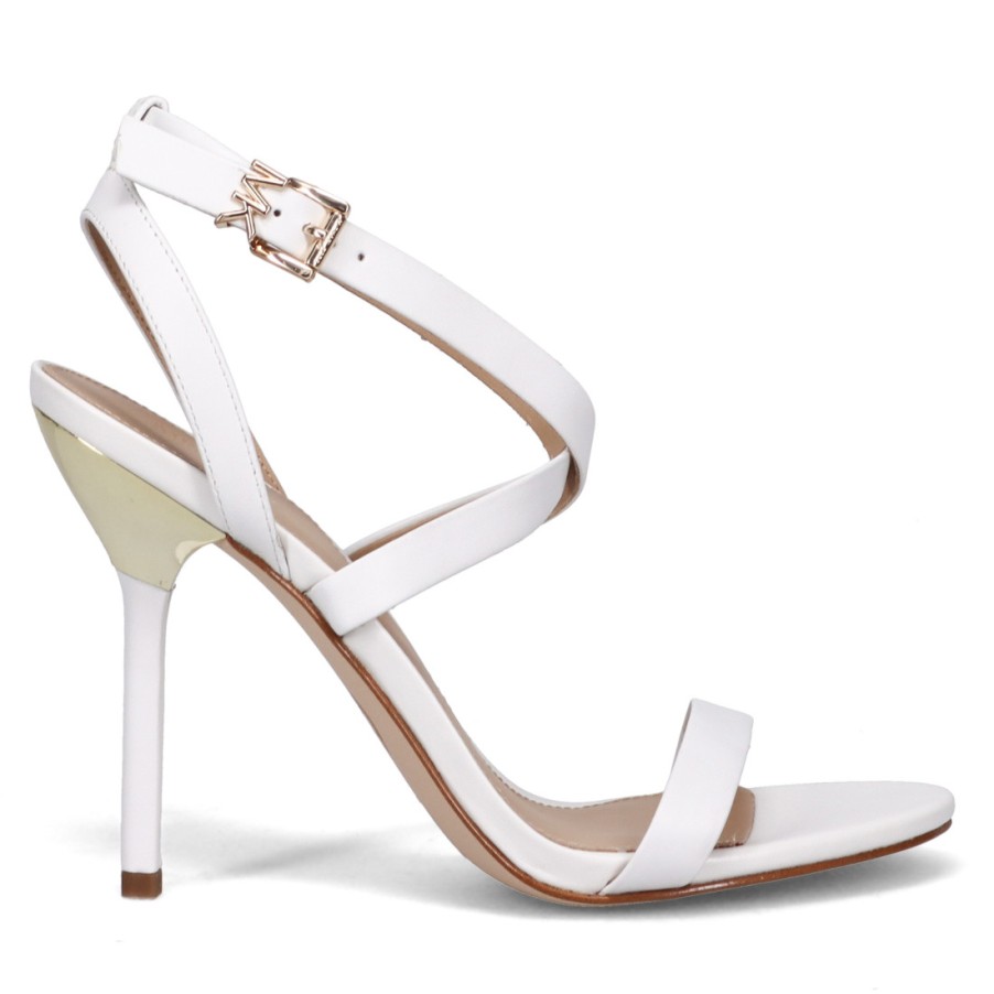 Frauen SANGIORGIO Sandalen | Michael Kors Asha Weise Ledersandale Mit Stilettoabsatz