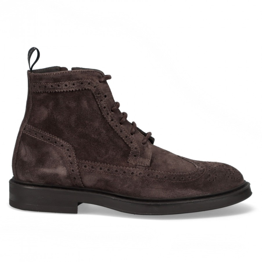 Manner SANGIORGIO Hallo Top | Antica Cuoieria Herren-High-Top-Schnurschuh Aus Grauem Wildleder