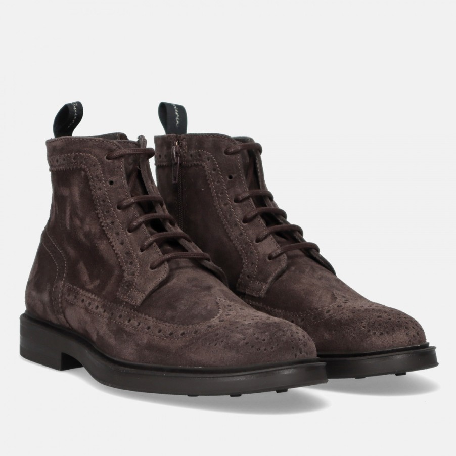 Manner SANGIORGIO Hallo Top | Antica Cuoieria Herren-High-Top-Schnurschuh Aus Grauem Wildleder