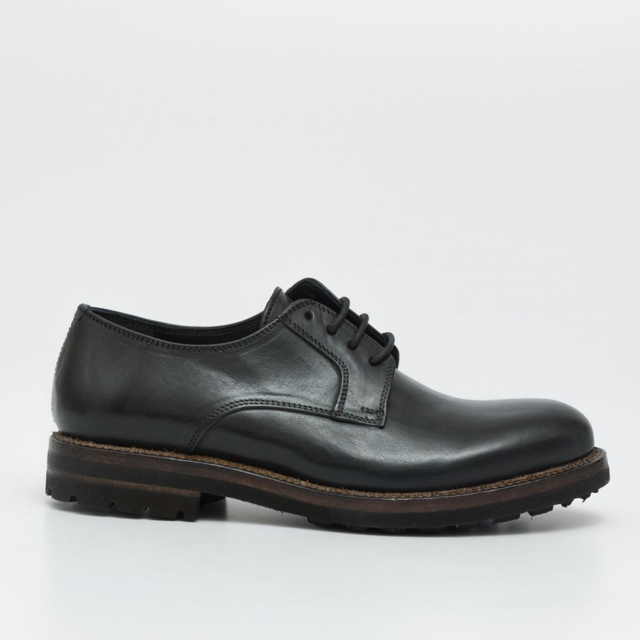 Manner SANGIORGIO Schnuren | Derby-Schuhe Aus Schwarzem Leder