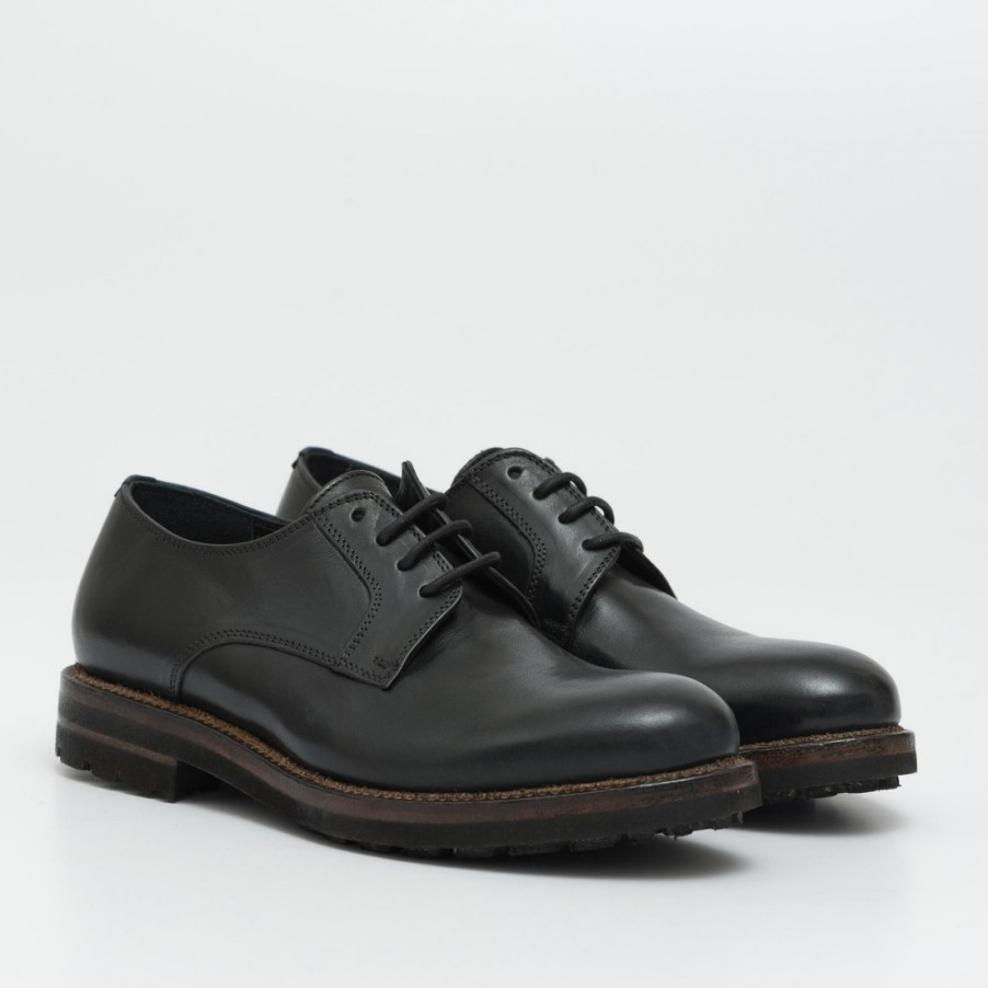 Manner SANGIORGIO Schnuren | Derby-Schuhe Aus Schwarzem Leder