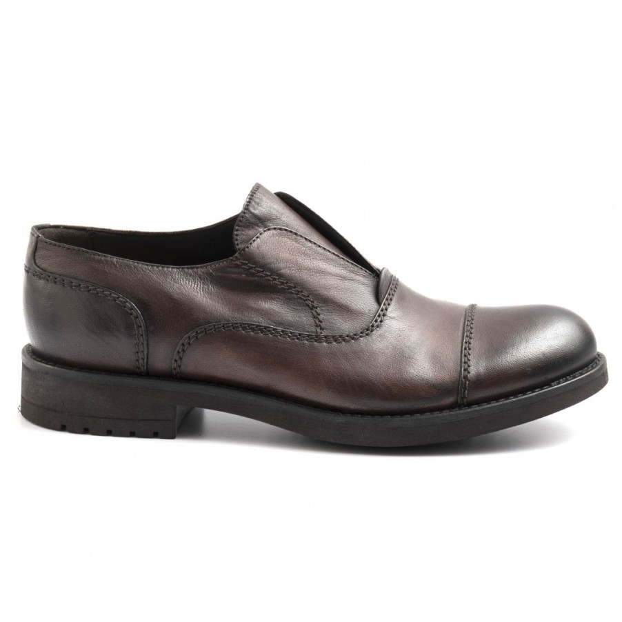 Manner SANGIORGIO Schnuren | Jp David Slip-On-Schuhe Fur Herren Aus Braunem, Weichem Leder