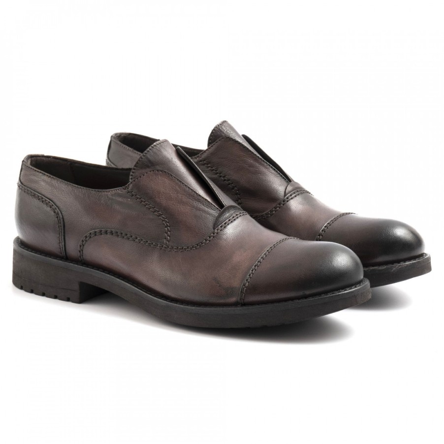 Manner SANGIORGIO Schnuren | Jp David Slip-On-Schuhe Fur Herren Aus Braunem, Weichem Leder