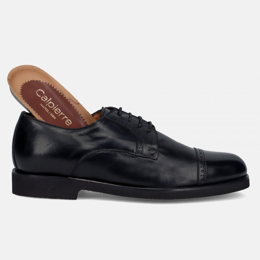 Manner SANGIORGIO Schnuren | Calpierre Bl24 Schwarzer Derby-Schuh Mit Herausnehmbarem Fusbett