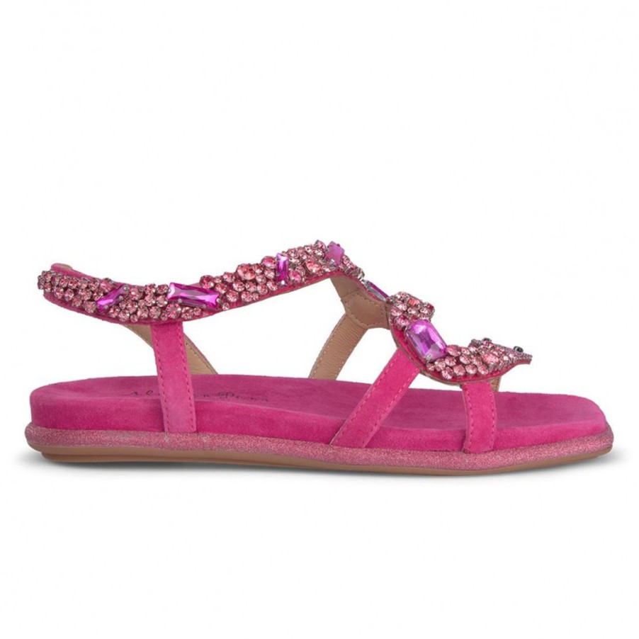 Frauen SANGIORGIO Sandalen | Alma En Pena Castedo Fuchsia Sandale Mit Strassschlange