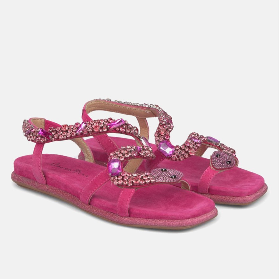 Frauen SANGIORGIO Sandalen | Alma En Pena Castedo Fuchsia Sandale Mit Strassschlange