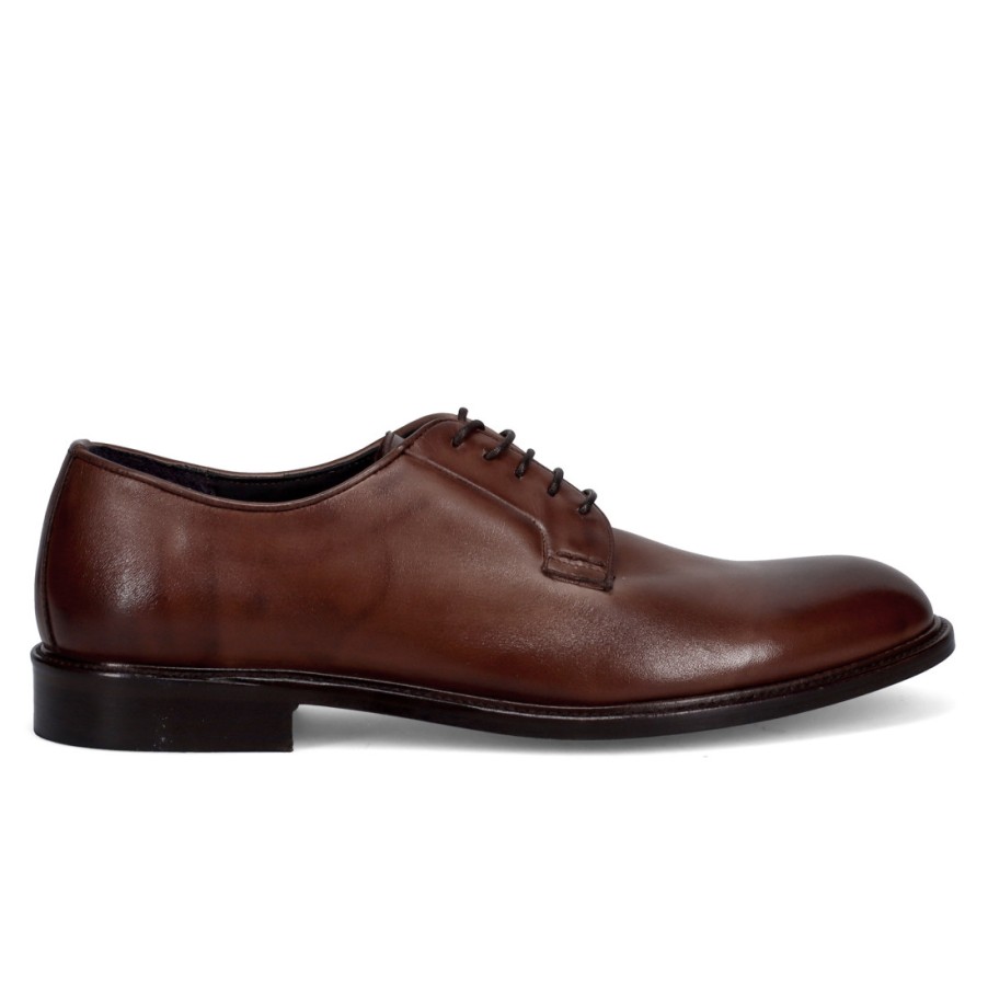 Manner SANGIORGIO Schnuren | Jerold Wilton Herren-Derby-Schuhe Aus Weichem Kakaoleder