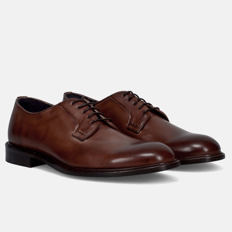 Manner SANGIORGIO Schnuren | Jerold Wilton Herren-Derby-Schuhe Aus Weichem Kakaoleder