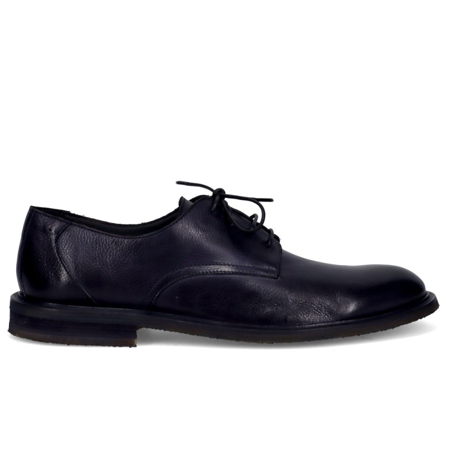 Manner SANGIORGIO Schnuren | Jerold Wilton Herren-Derby-Schuh Aus Dunkelblauem, Weichem Leder