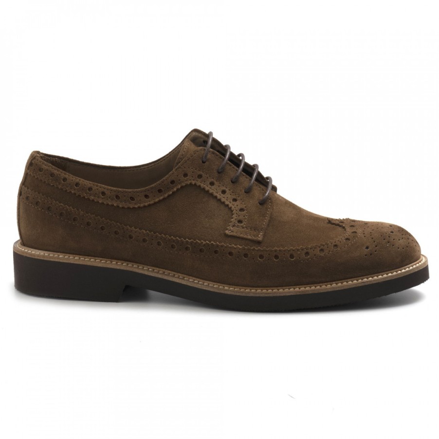 Manner SANGIORGIO Schnuren | Jerold Wilton Full Brogue Derby-Schuhe Fur Herren Aus Braunem Wildleder