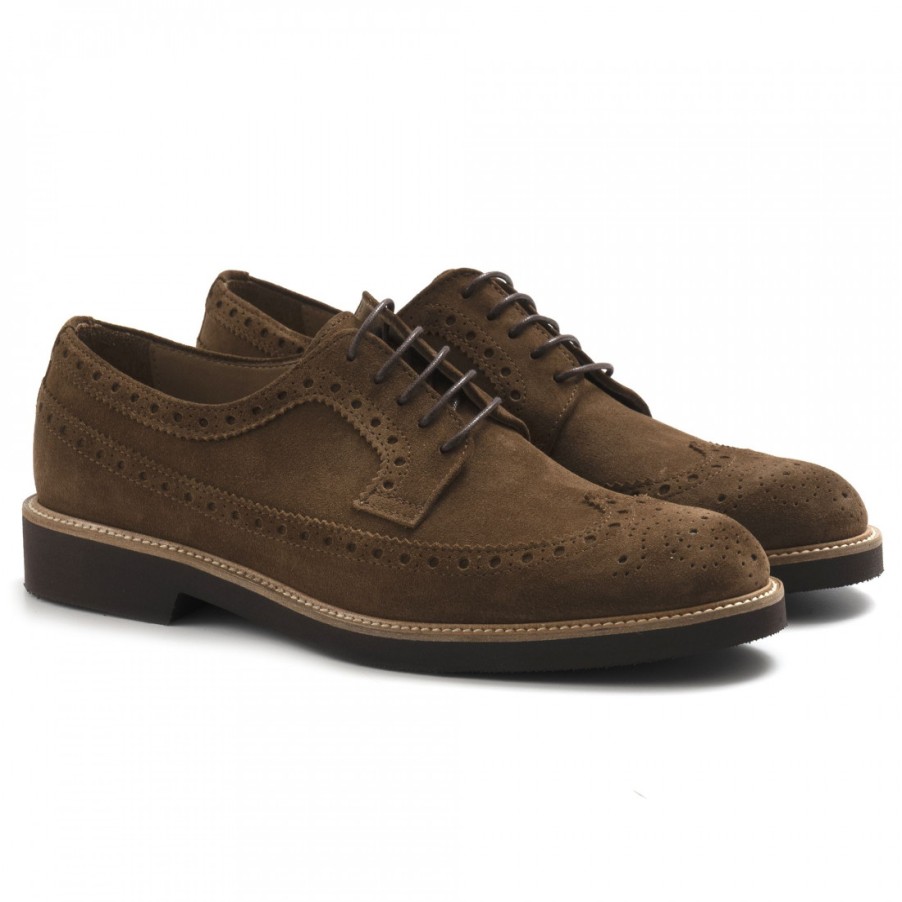 Manner SANGIORGIO Schnuren | Jerold Wilton Full Brogue Derby-Schuhe Fur Herren Aus Braunem Wildleder