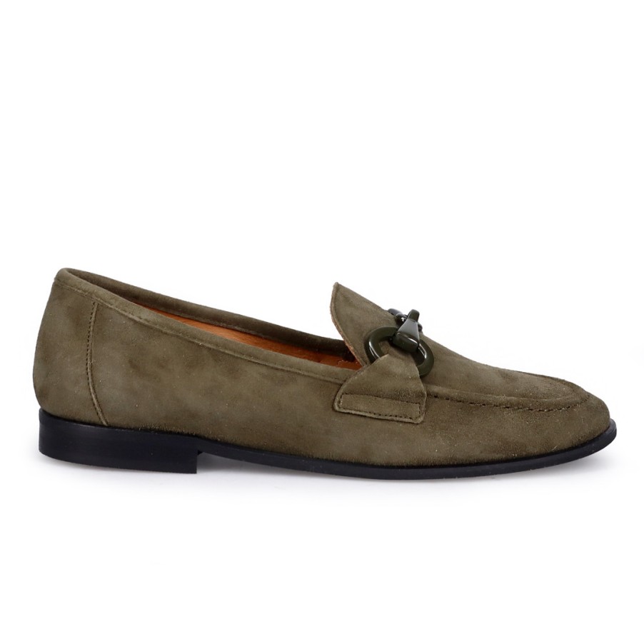 Frauen SANGIORGIO Slipper | Belle Vie Damen Mokassin Taupe Wildleder Mit Horsebit