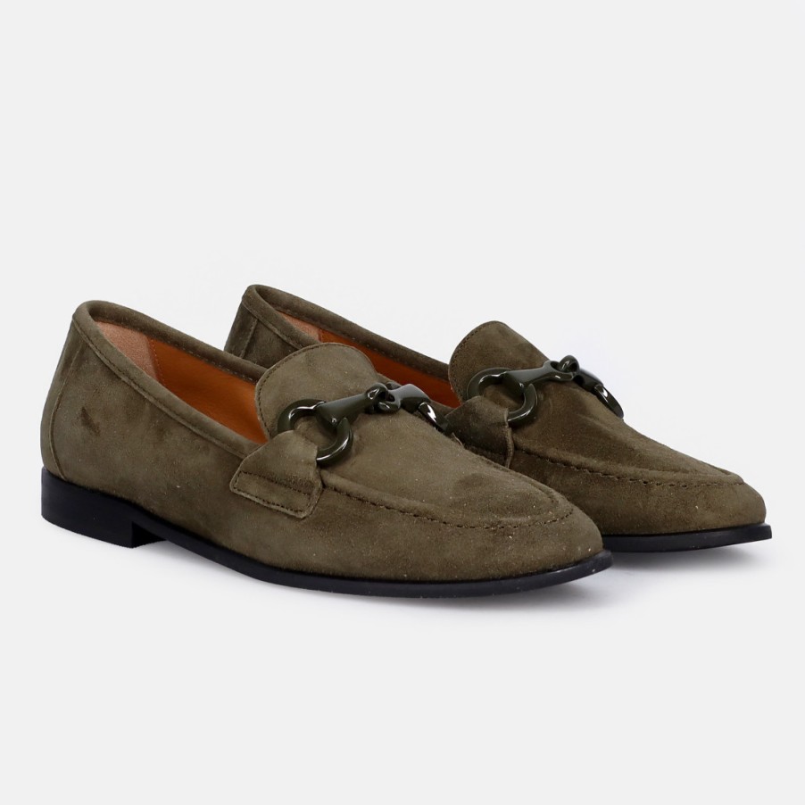 Frauen SANGIORGIO Slipper | Belle Vie Damen Mokassin Taupe Wildleder Mit Horsebit