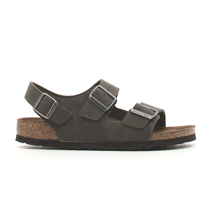 Frauen SANGIORGIO Sandalen | Birkenstok Milano Damensandale Aus Graugrunem Birko Flor