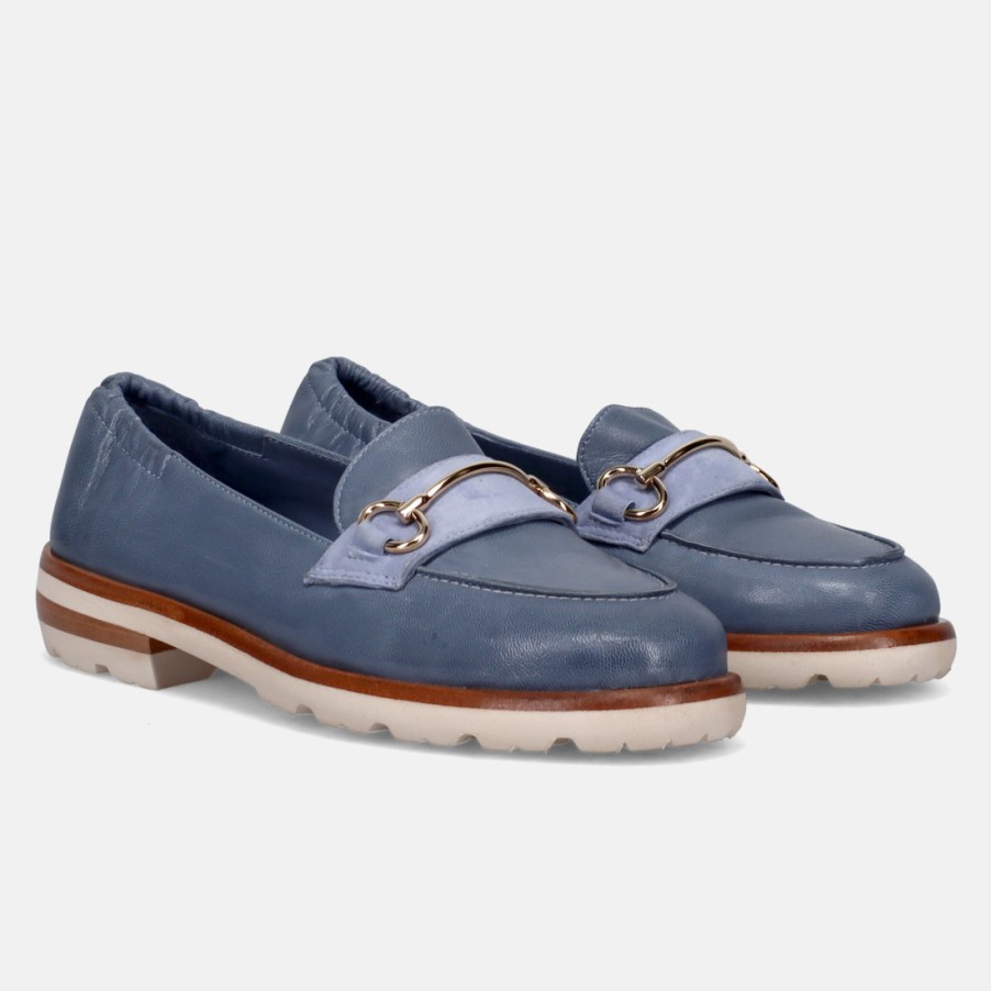 Frauen SANGIORGIO Slipper | Loafer Lorenzo Masiero Orchidea Blue Glove Nappaleder