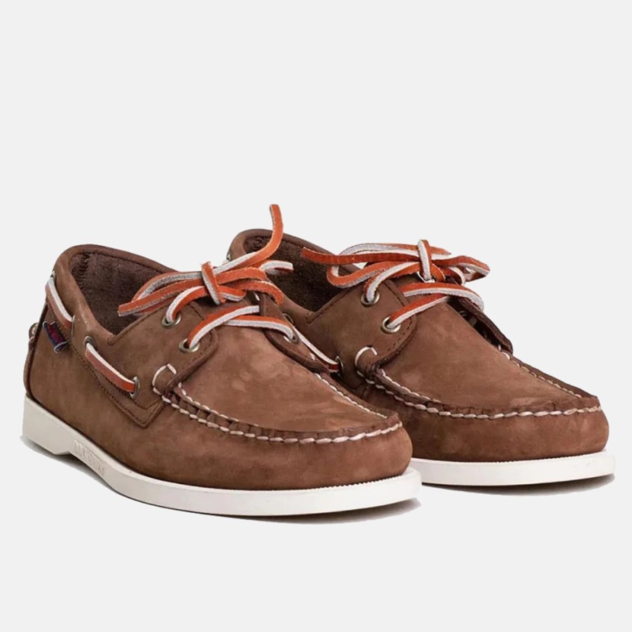 Manner SANGIORGIO Schnuren | Sebago Dockside Portland Nabuk Brown Boat Loafer