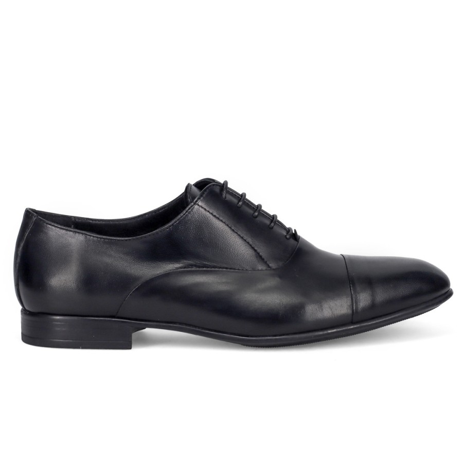 Manner SANGIORGIO Schnuren | Sangiorgio Herren-Oxford-Schuh Aus Schwarzem, Weichem Leder