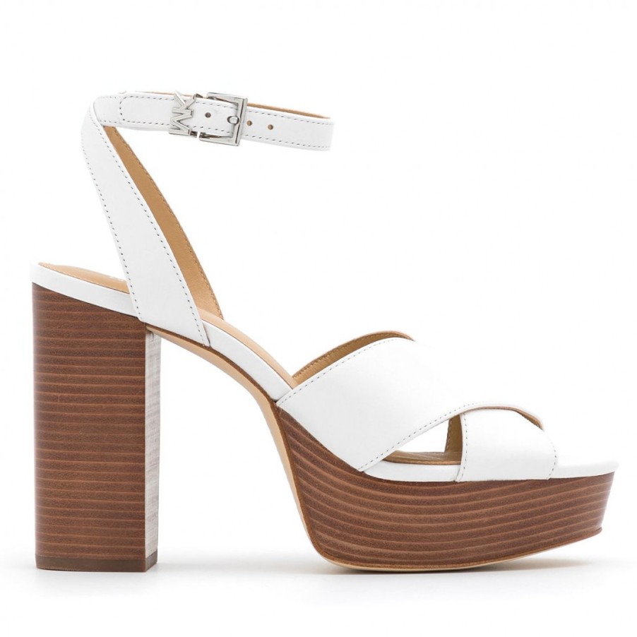 Frauen SANGIORGIO Sandalen | Michael Kors Odette Plateausandale Aus Weisem Leder