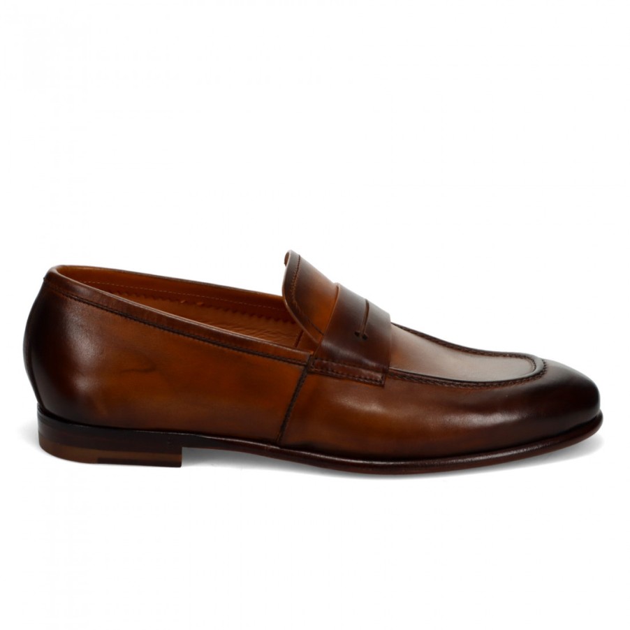 Manner SANGIORGIO Slipper | Fabi Herren-Mokassin Aus Weichem, Handgewachstem Braunem Leder