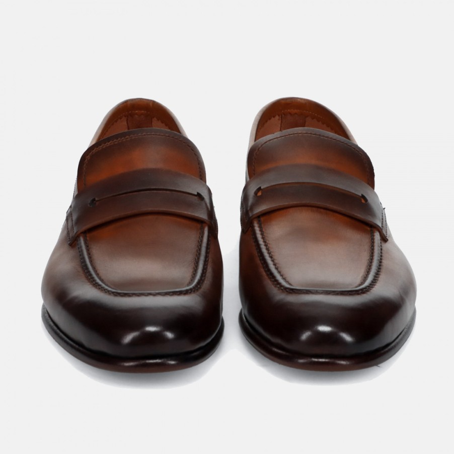 Manner SANGIORGIO Slipper | Fabi Herren-Mokassin Aus Weichem, Handgewachstem Braunem Leder